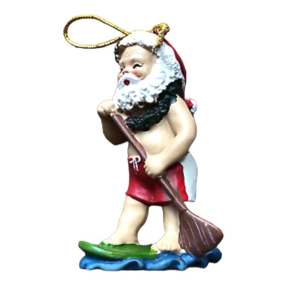 NIB Hawaiian Island Heritage Paddleboarding Santa Christmas Ornament Holiday - Picture 2 of 5